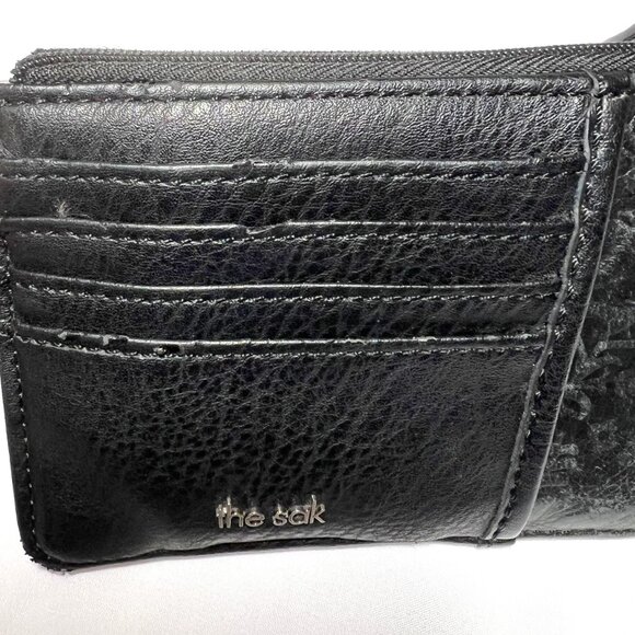 The Sak Black Leather Keychain Credit Card Holder Embossed Floral Coin Storage - Picture 11 of 11